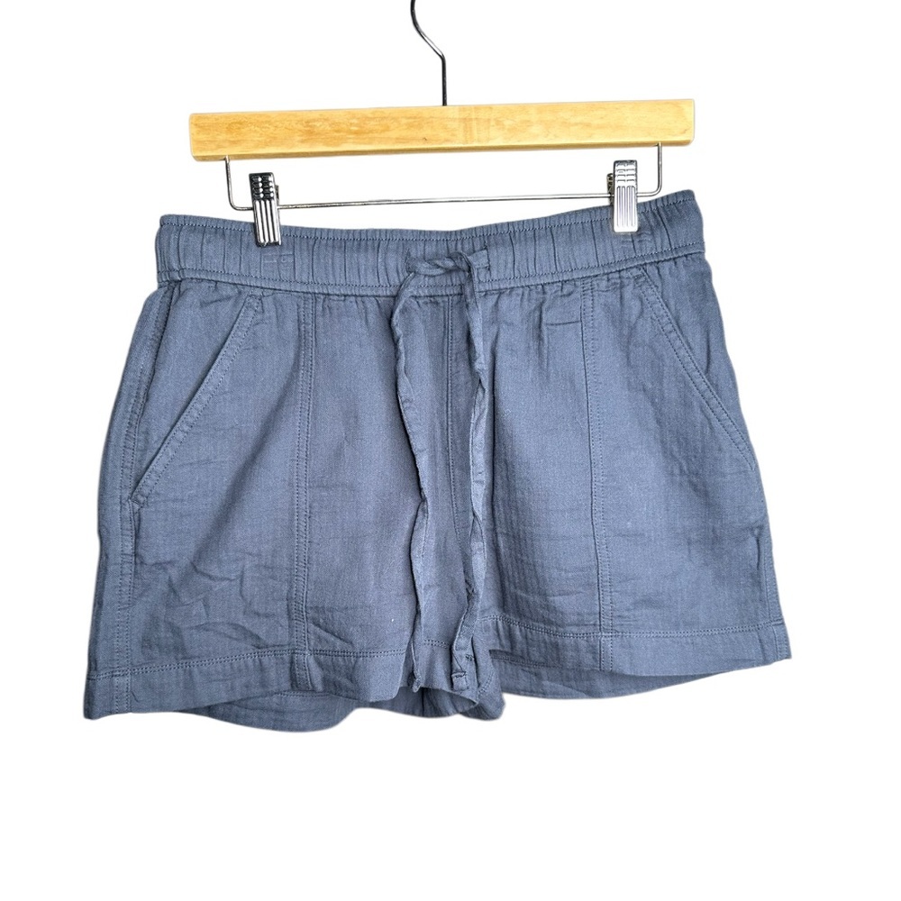 LOFT Outlet Blue Linen Blend Drawstring Shorts | Casual Summer | Size S - Picture 3 of 6